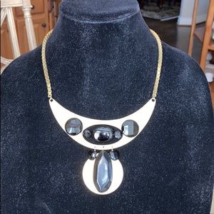Brushed gold and black bold statement necklace